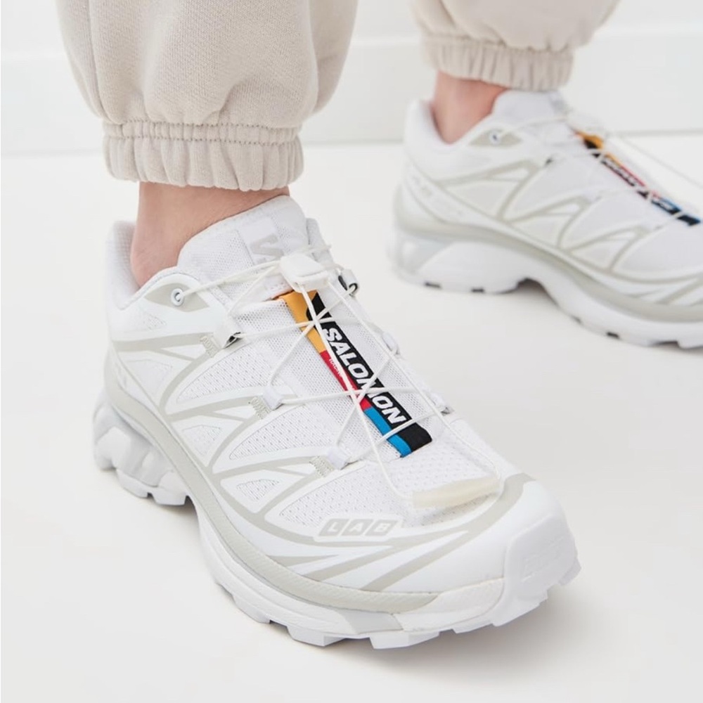 Salomon XT-6 White Sneaker with Racing Stripe - size W9 / M8